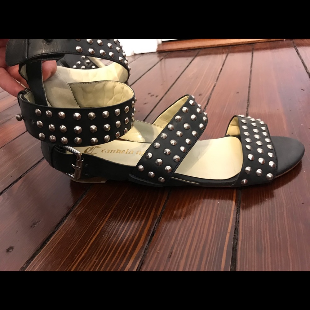 Studded Black Leather Sandals